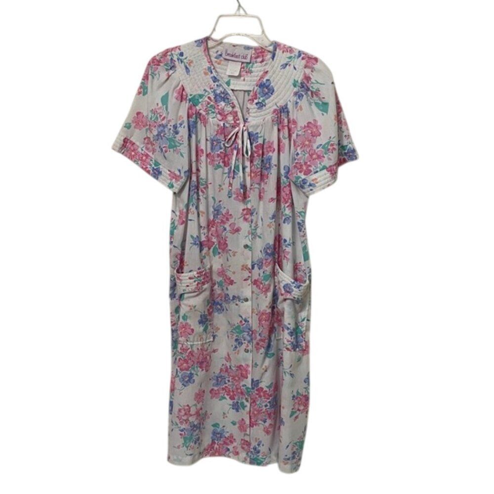 Vintage The Breakfast Club Floral Snap Front Housecoat M Grandmacore Muumuu